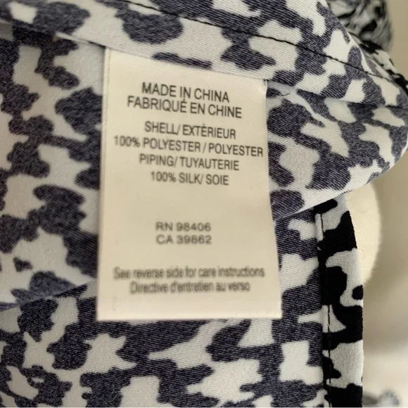 Theory Black White Houndstooth Button Down Blouse - Picture 6 of 7